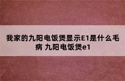 我家的九阳电饭煲显示E1是什么毛病 九阳电饭煲e1